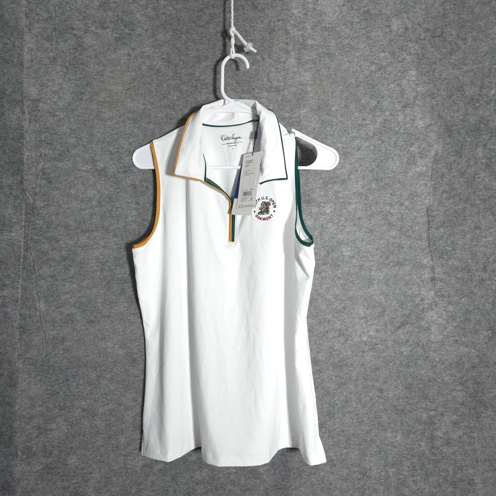 Walter Hagen Golf Polo Womens L White 125th US Open Oakmont Sleeveless Zip Shirt